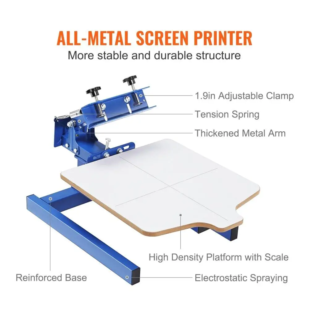 Adjustable Tension 1 Color 1 Station Screen Printing Press Double Layer Positioning Pallet DIY for t -Shirt Printing