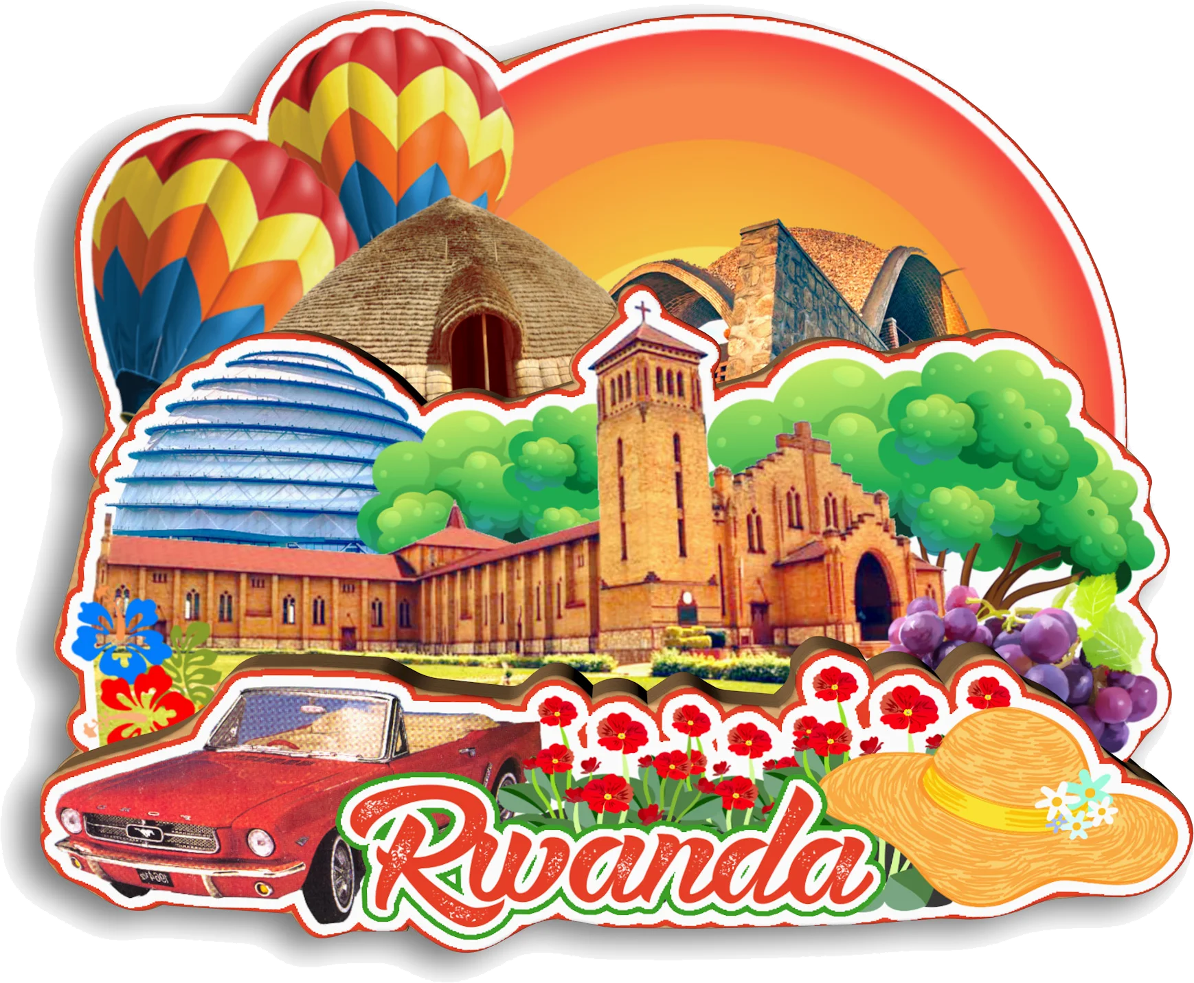 Kigali Ruhengeri Gisenyi Kibuye بركان Nyungwe رواندا مغناطيس الثلاجة هدية تذكارية للسفر