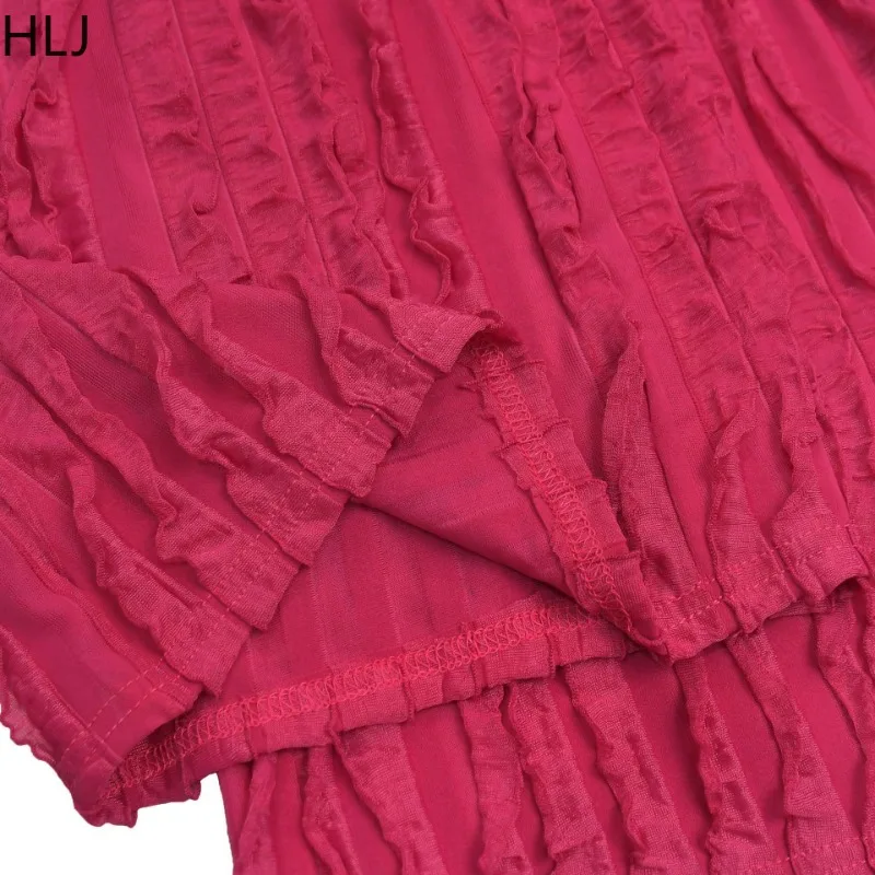 HLJ موضة شرابات المرقعة Bodycon حللا امرأة بلون أكمام عارية الذراعين ثوب فضفاض الإناث الشارع الشهير وزرة 2025