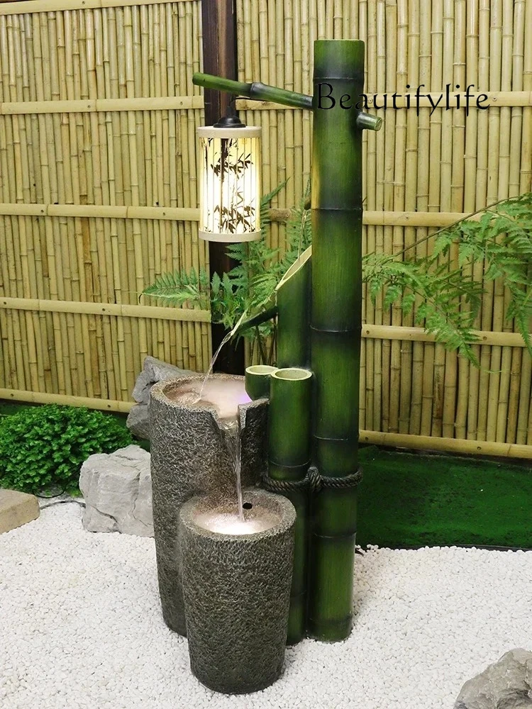 

French style Bamboo flowing water floor decoration home garden landscaping circulation water rockery fountain living room orname