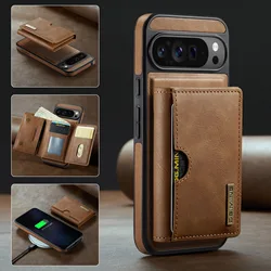 2 in 1 Detachable Magnetic Wallet Phone Case For Google Pixel 9 Pro XL 8 For Magsafe RFID Blocking Card Holder PU Leather Cover