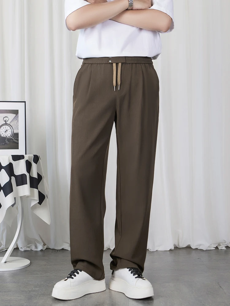 

Loose Straight Leg Men's Casual Pants Summer New Sle Retro Hong Kong Sle Versatile Wide Leg Lazy Faion Suit Pants