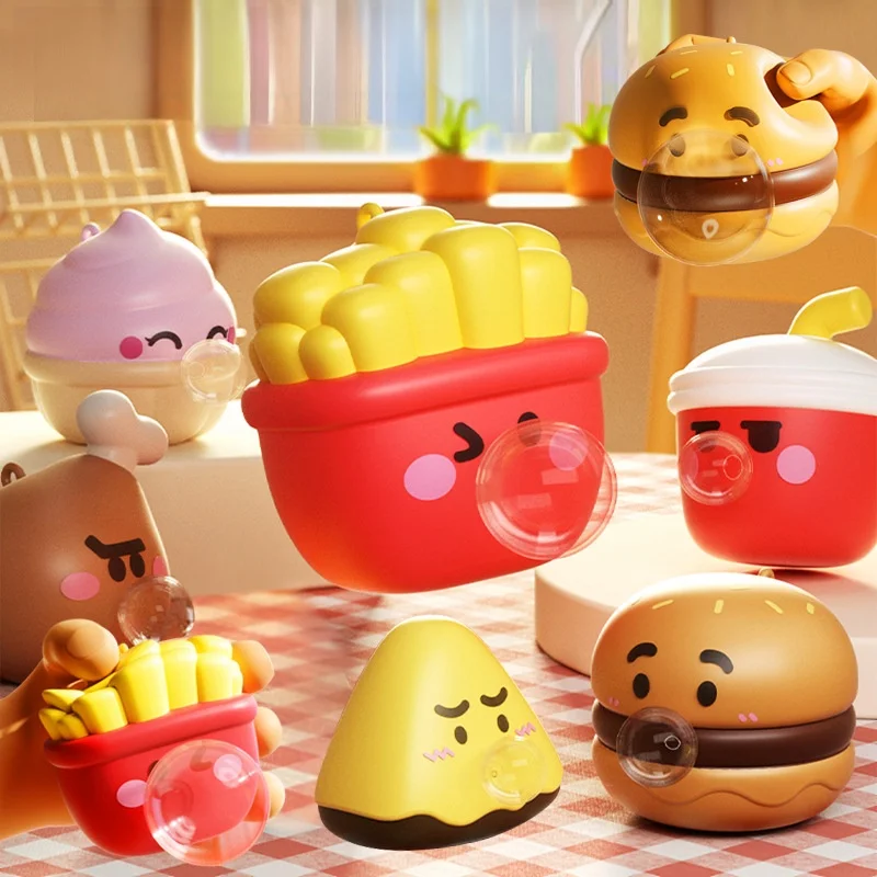 Stress-relieving Toys Cartoon Food Pop Bubble Squeeze Toys Relieve Anxiety Spit Bubbles Toy Gifts For Boy Girl Kids Adults