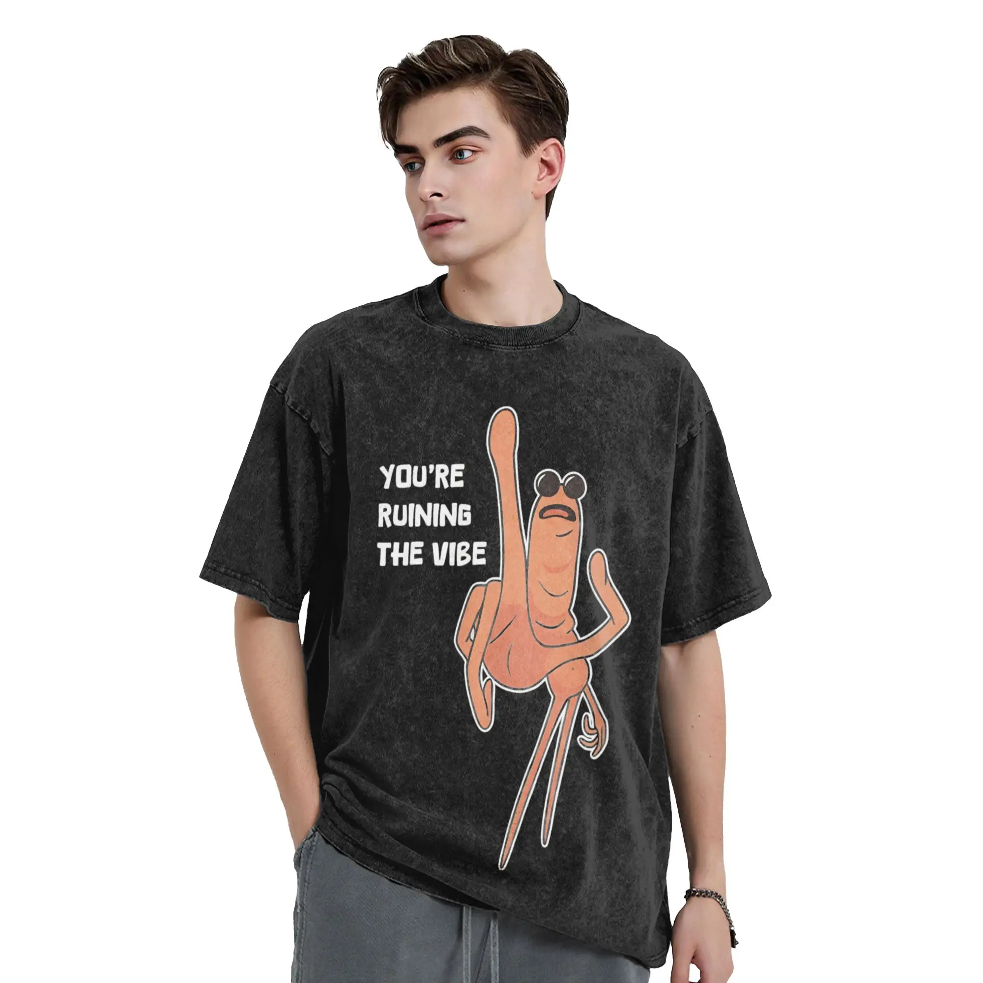 أنت تدمير فيبي تي شيرت مغسول 100% قطن تي شيرت الشارع مضحك ماركوس الدودة الرجال النساء بلايز الشارع الشهير المطبوعة تيز #2
