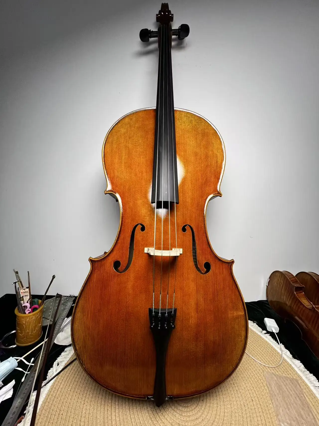 Professional handmade Retro antique Cello 4/4 Flamed maple solid wood Spruce top Panel cello Musical Instruments with bow bag