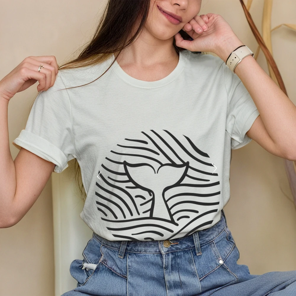 

Y2k Mermaid Tail Print Oversized T-Shirt Women New Cotton Tee Ocean Fantasy Graphic Top Summer Casual Beach Party Street Style