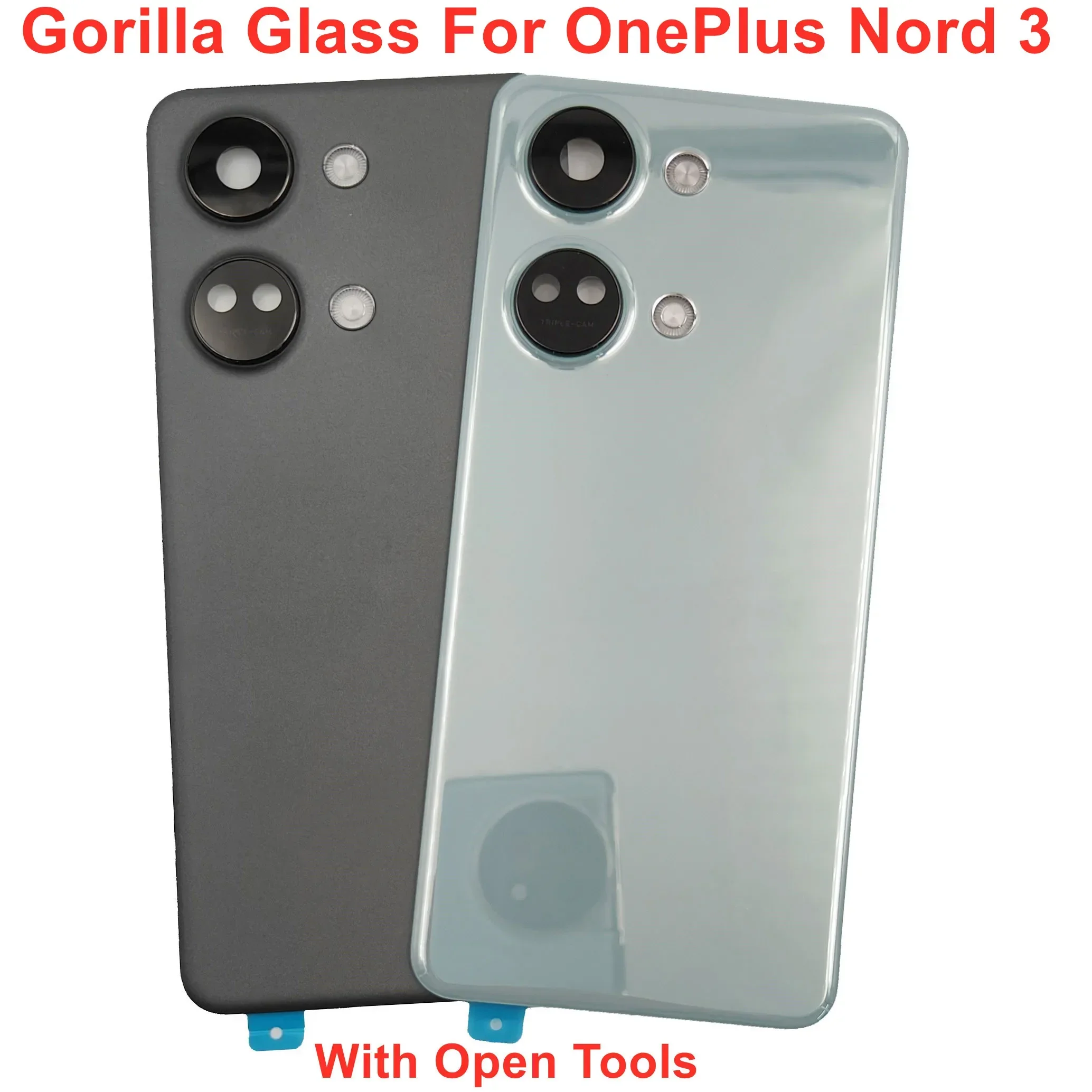 Gorilla Glass Back Lid For OnePlus Nord 3 / Ace 2V Hard Battery Cover Rear Door Housing Case Shell With Camera Lens Adhesive