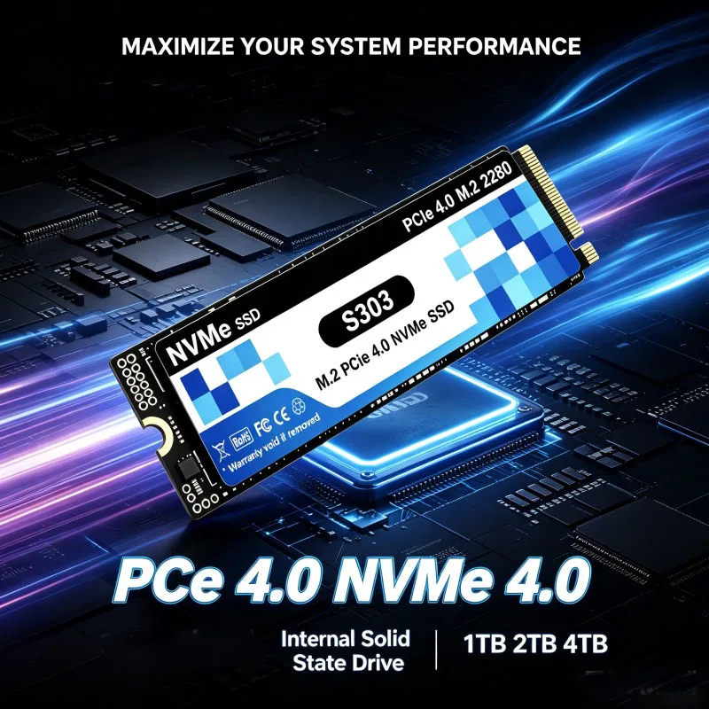 Original 1TB 2TB 4TB NVMe M.2 SSD S303 PCIe Gen4 X4 3D TLC NAND Ultra‑Fast Storage For Laptop Desktop Gaming PC