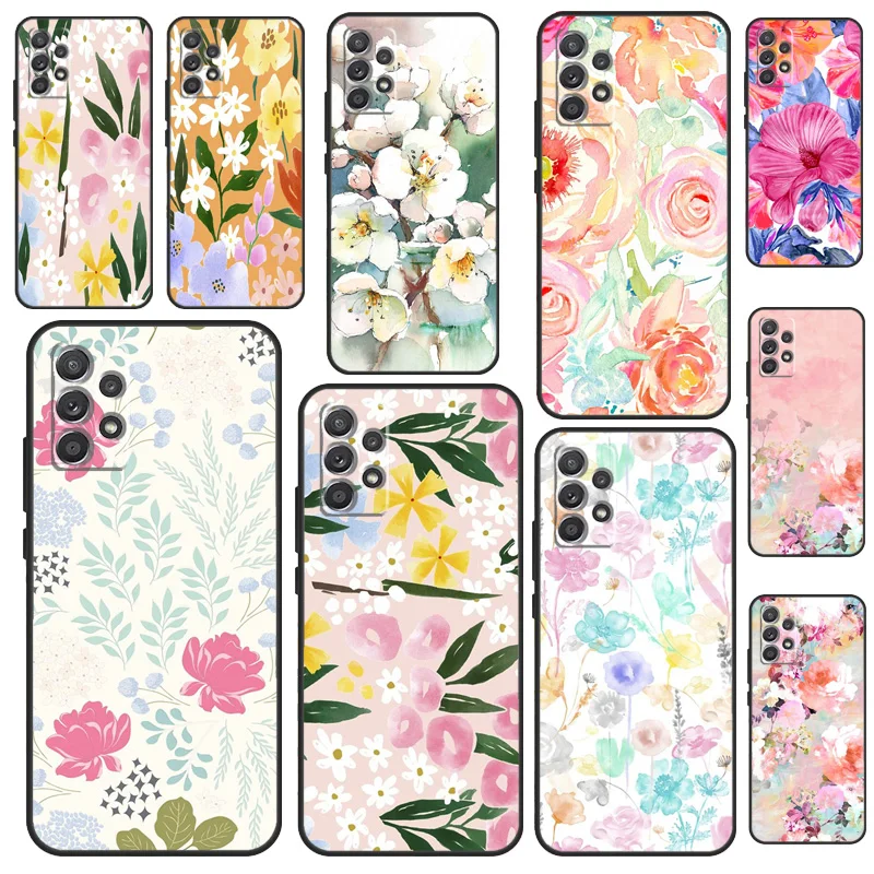 Romantic Pink Teal Watercolor Chic Case For Samsung Galaxy A16 A17 A56 A36 A26 A06 A13 A33 A53 A15 A35 A55 A34 A54 A52 A12 A32