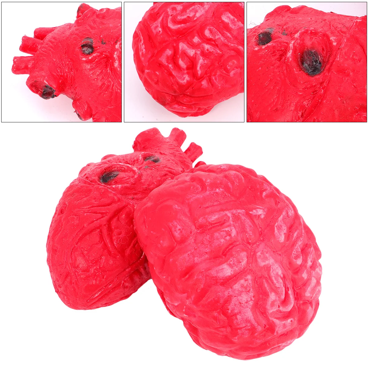 2 pièces Halloween cerveau coeur horreur accessoires réaliste partie du corps effrayant décoration effrayant accessoire blague fête Halloween cerveau coeur