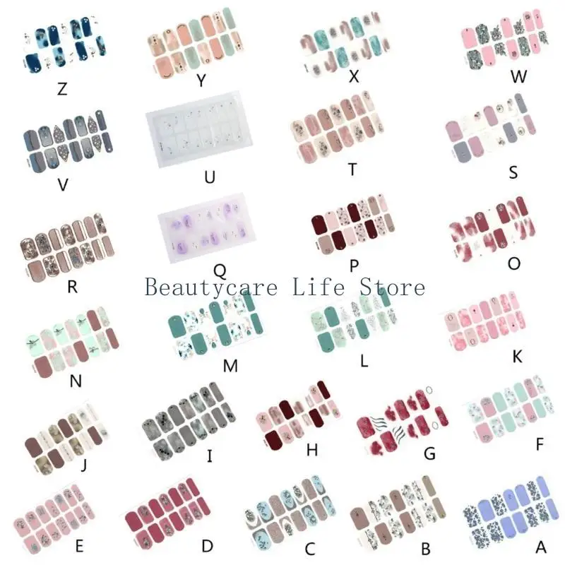 

652C Stick On Nail Polish Strip Glitter Nail Art Sticker Nail Strips Wrap Gel Nail Sticker Nail Polish Sticker Full Nail Wrap