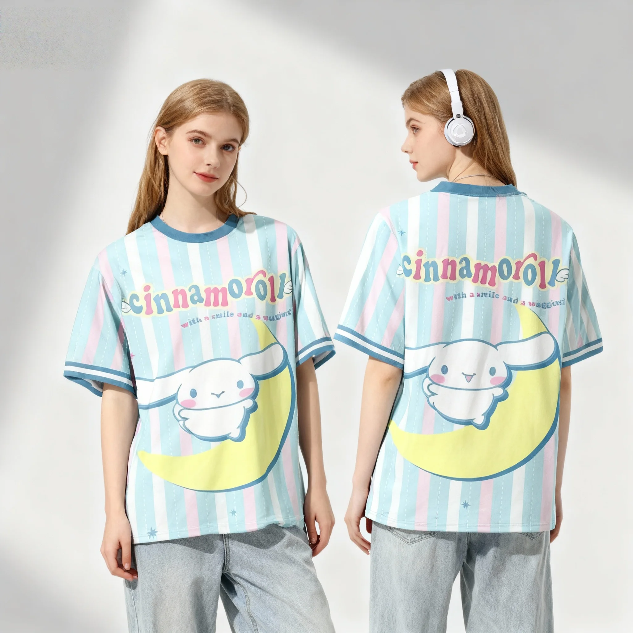 Sanrio Hello Kitty Elemental Ball Wear T-shirt estiva dolce e fresca T-shirt sportiva casual per adulti oversize da donna e da uomo