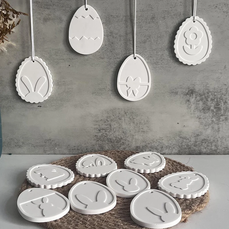 Moule en silicone pour étiquette de lapin de Pâques, bricolage, série René de lapin, élection, résine xy, colle de plâtre, décoration de vacances, porte-clés, cadeau artisanal, exécutif Mo