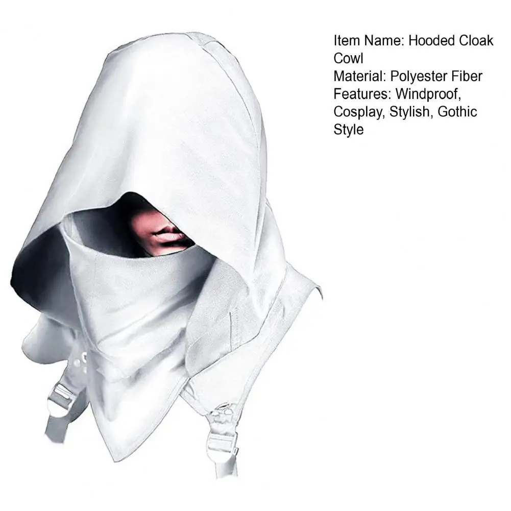 Cyberpunk Cowl Hood Sjaal Korte Middeleeuwse Cape Assassin Hoed Pagan Kostuum Accessoire WarriorCloak Outfit Voor Halloween Cosplay