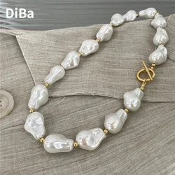 Fashion Jewelry Big Irregular Simulated Pearl Choker Necklace Pretty Design Vintage Temperament Necklace For Party Gifts