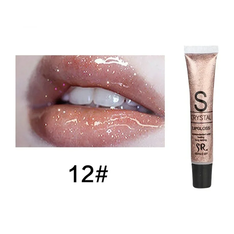 Jelly Glitter Liquid Lipstick 12 Colors Long Lasting Nude Moisturizing Juicy Shimming Lip Gloss Party Sexy Lips Makeup Cosmetic