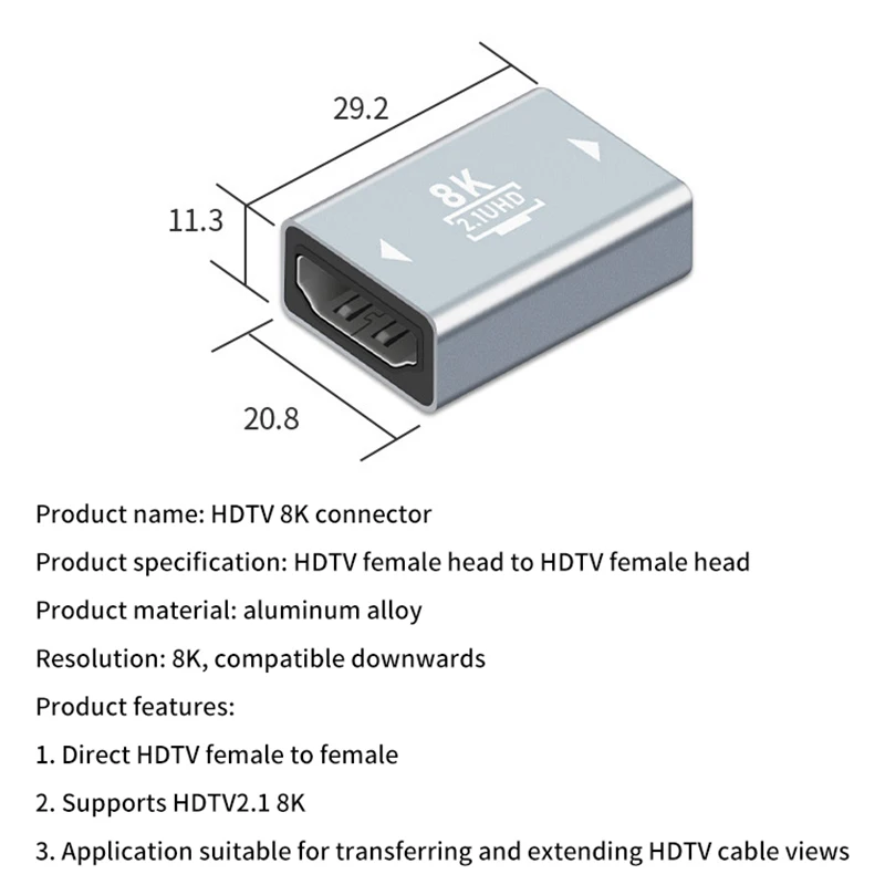 60HZ 8K Extender For TV Box HDTV UV00I HDMI-Compatible 2.1 Female To Female Adapters Video Cable Interface Extension Converter