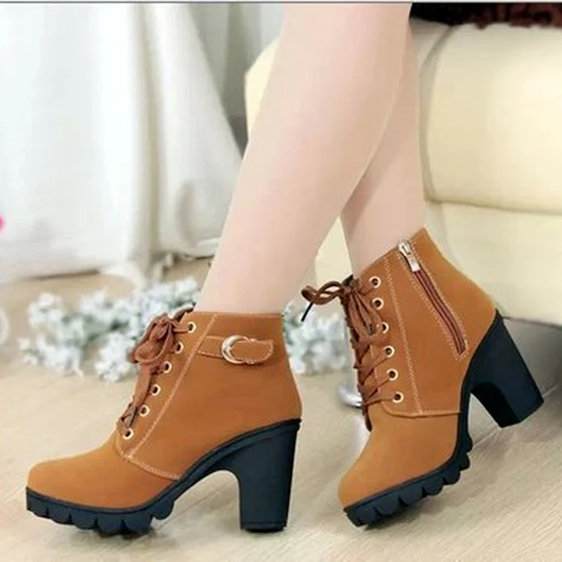 New Women autumn Winter Snow Boots Thick bottom short  Boots Women\'s Shoe high-heeled shoes +AA