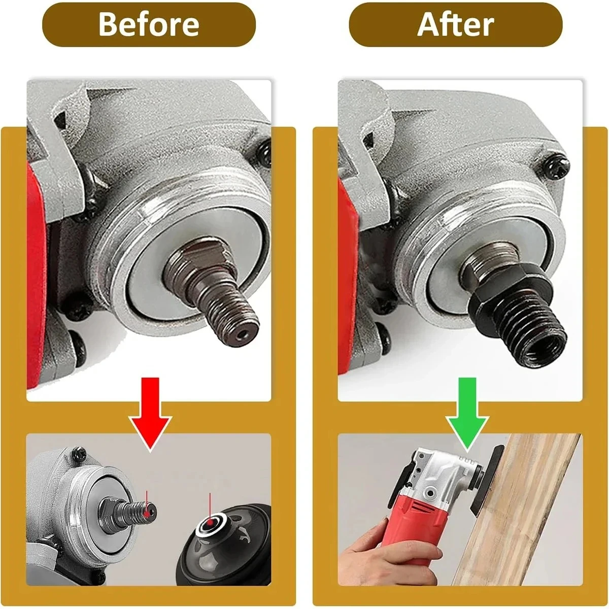 محول طاحونة الزاوية M10 إلى M14 M16 محول خيط التغيير السريع لمرفق الملمع