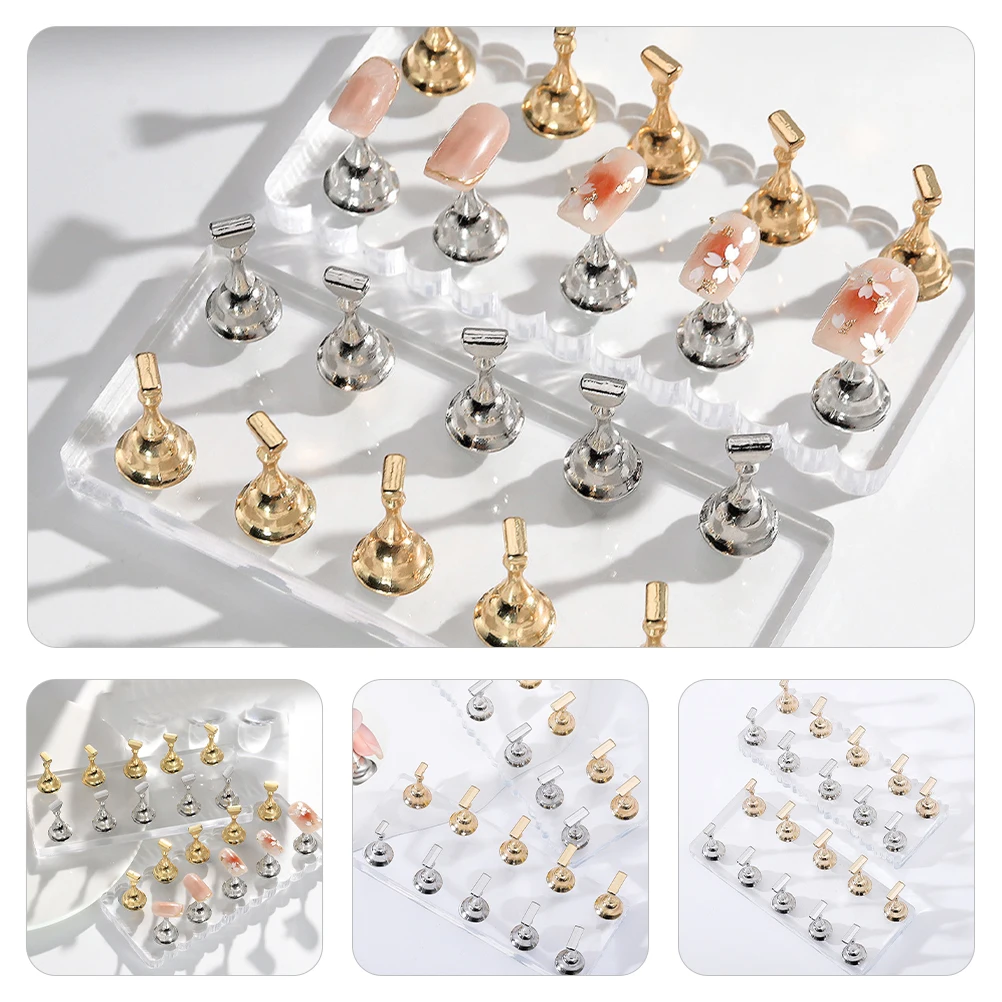 

1 Set Fake Display Art Practice For Salon Home Use Lightweight Portable For Beginners Reusable Fake Nail Display Holder Press On