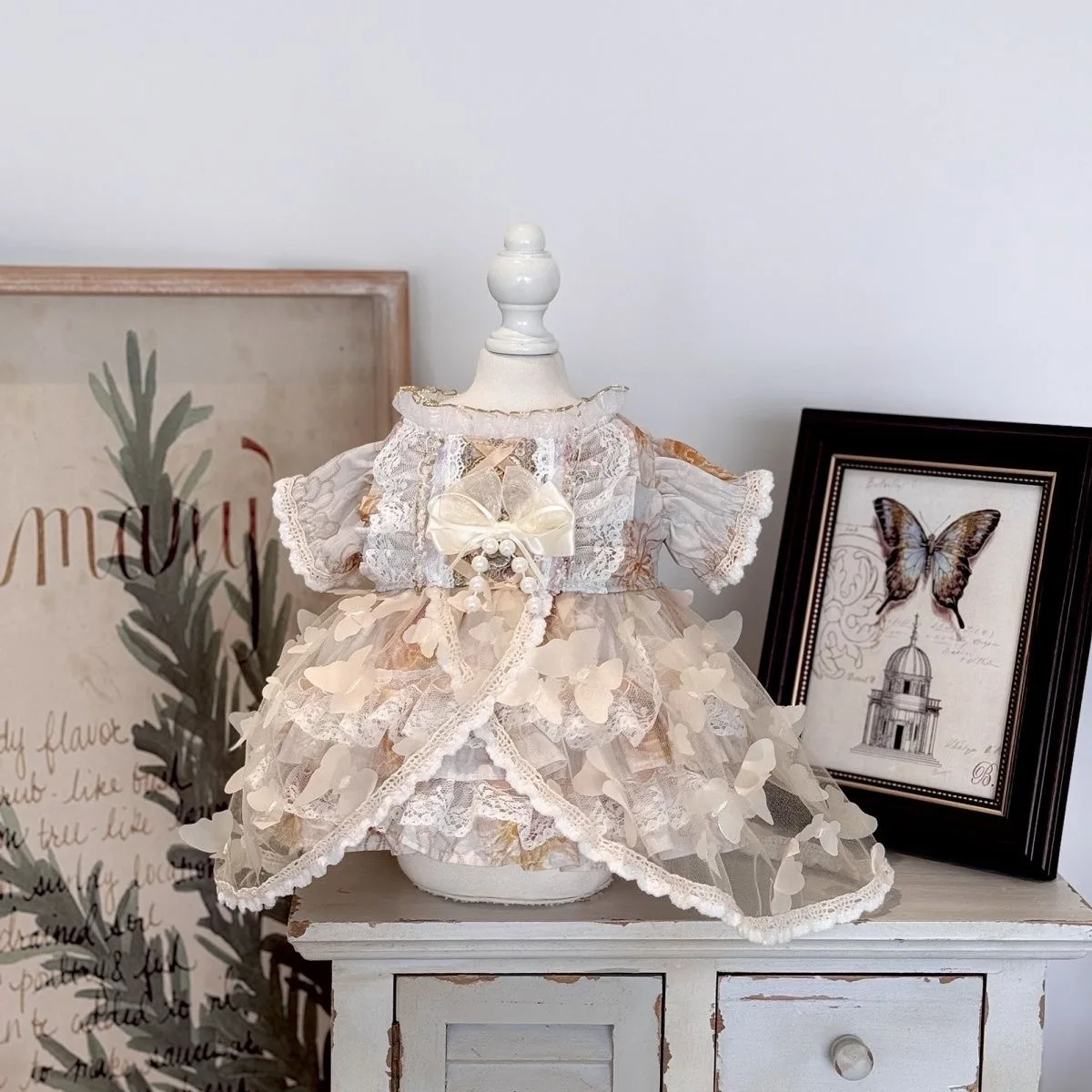 20cm 40cm cotton doll clothes butterfly flower dress,  50-55cm reborn doll dress free shipping