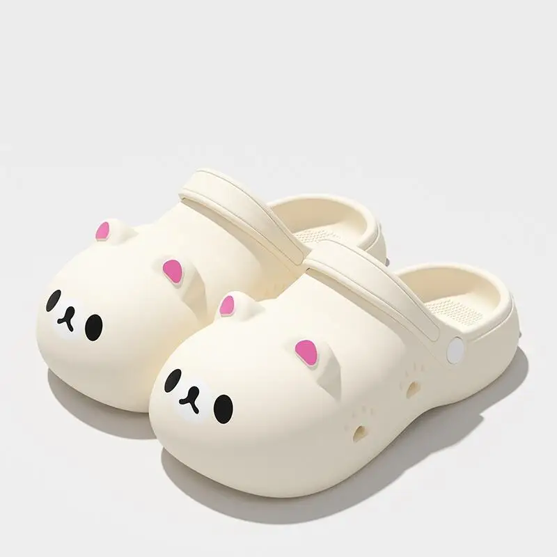 Cute Little Bear Thick Bottom Clogs Shoes Women Summer 2026 Waterproof EVA Lolita Cartoon Slippers Girl's Lovely Garden Shoes