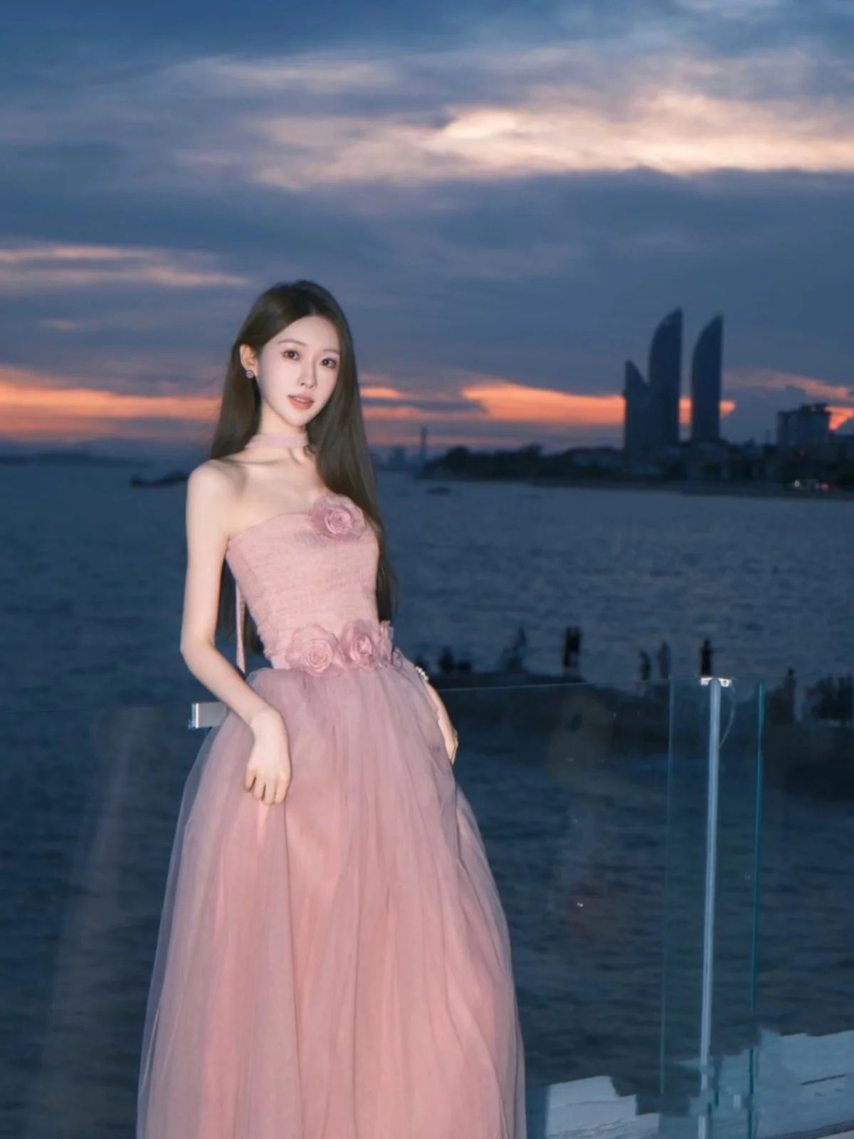 Pink Me f-length Skirt Set Summer Beach Vaion Fairy Skirt Dopane Sle Two-piece Polyester Fiber Women's Suit