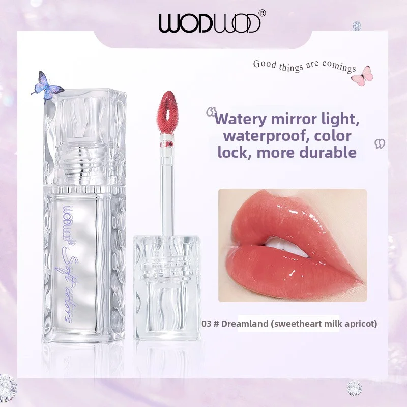 WODWOD Зеркало светло-водяная прозрачная цветная глазурь для губ светло-водяное зеркало быстросохнущая пленка нелегко отримати губную помаду.