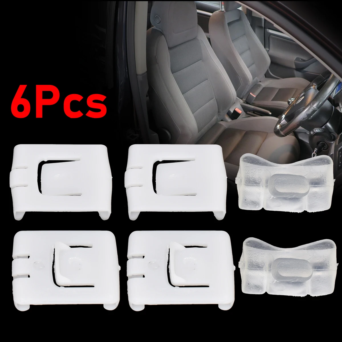 6PC Seat Fastener Rail Runner Clips Sliders Guide For AUDi SEAT VW Passat Golf Jetta MK1 MK2 MK3 435881203A 171881213B 191881213