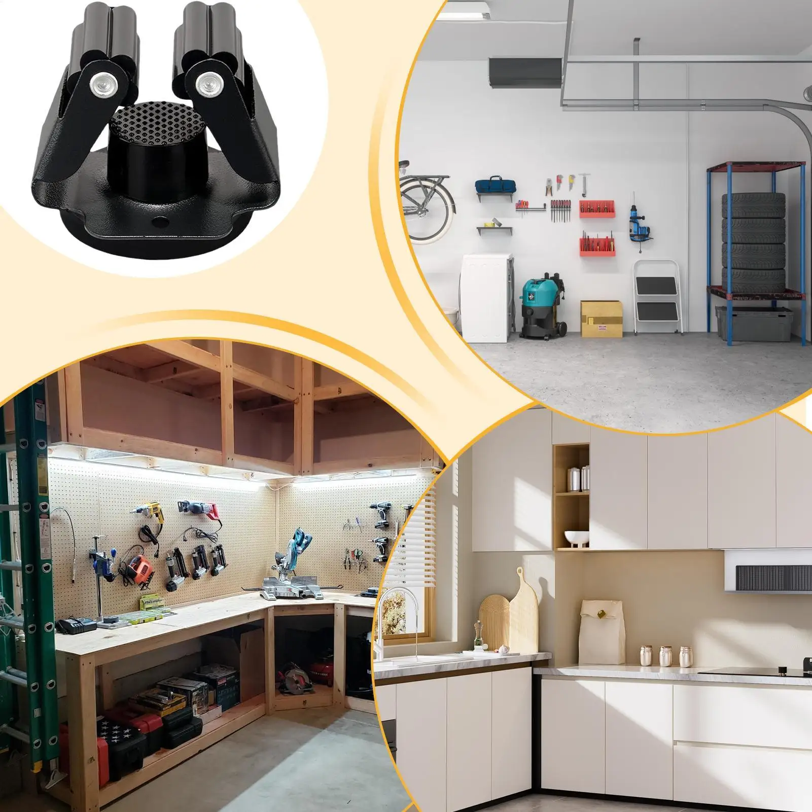Soporte de pared para escobas y fregonas de acero inoxidable, con adhesivo, resistente al óxido, ideal para organizar herramientas de baño, cocina y jardín.