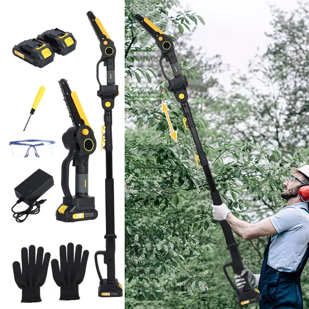 2-IN-1 Cordless Pole Saw & Mini Chainsaw, 6-Inch Brushless Chain Saw, 14 Ft MAX Reach Brach Tree Saw with Extension Pole