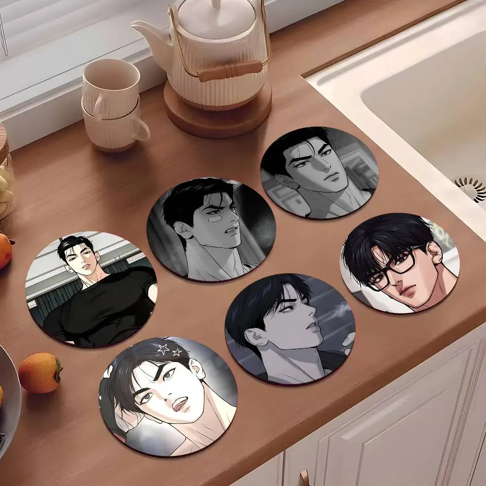 1pc Classic Comic J-Joo Jaekyung Wooden Coaster Colour Printing Cup Mat Home Desk Decoration Gifts
