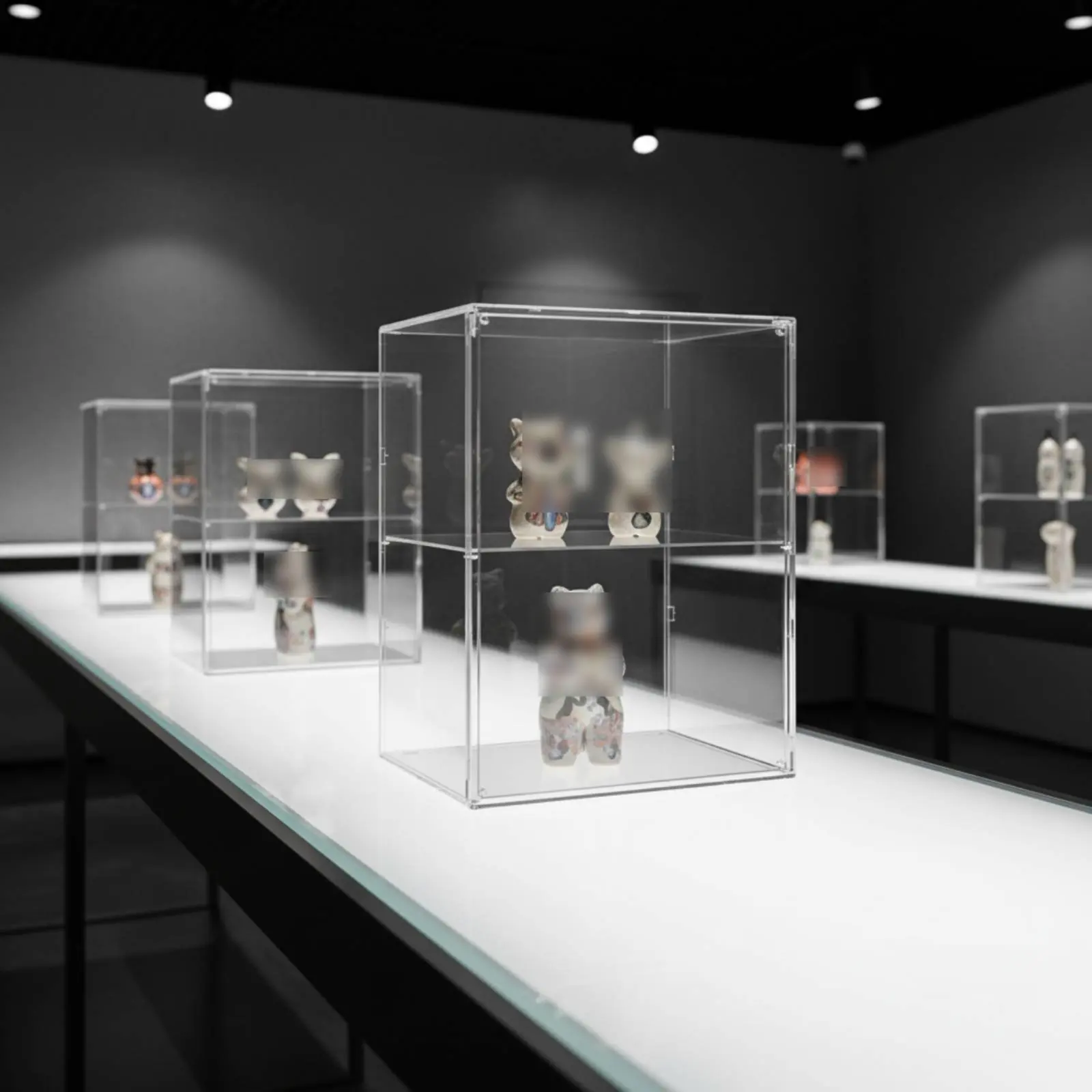 

Прозрачный демонстрационный бокс для фигурок с регулируемыми разделителями, многоуровневая полка для кукол, штабелируемая витрина для игрушек, регулируемые полки для стеллажа