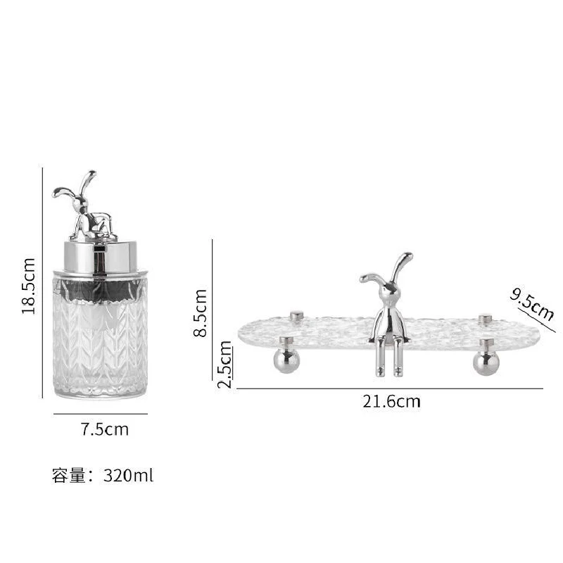 Creative Rabbit Glass Emulsion Bottle Bathroom Soap Dispenser Lotion Hand Sanitizer Bottles Bathroom Accessories Emulsion Bottle