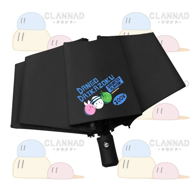 Black White Clannad,popular Anime Cosplay Cute Kawaii Chibi,Anti-UV, Automatic Rain Travel Compact Umbrella for Woman Girl child