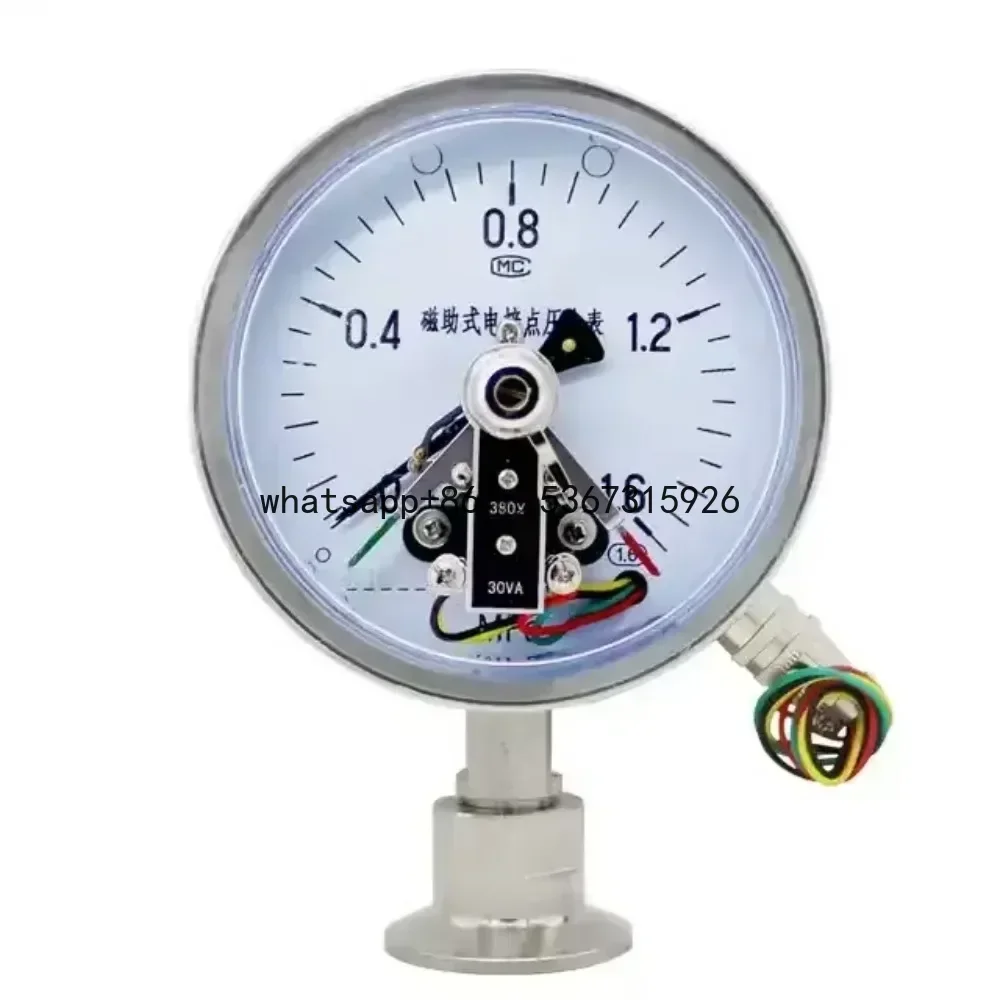 Sanitary diaphragm electric contact pressure gauge stainless steel shockproof quick installation clamp type