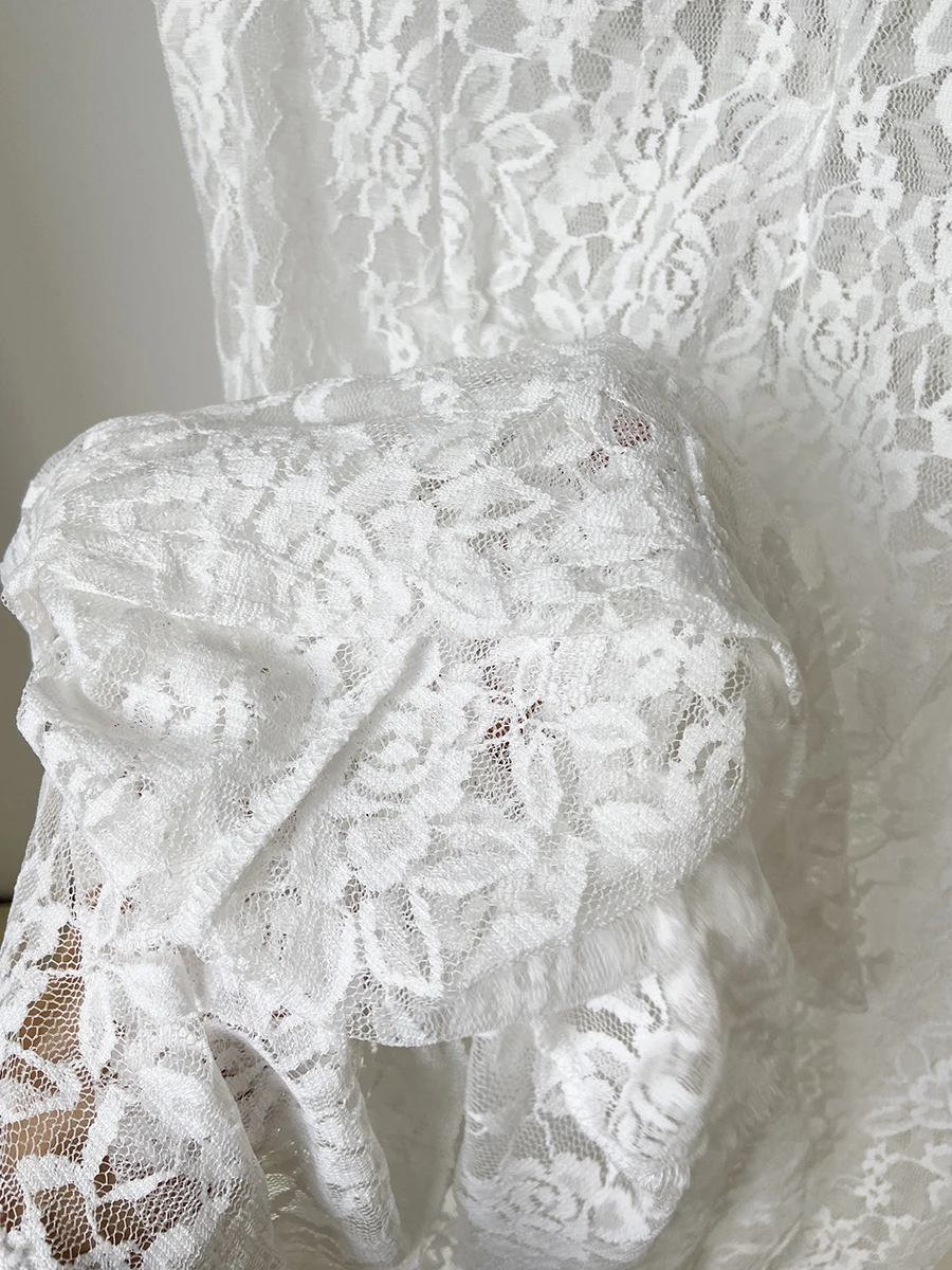 

High Waist Lace Splice Denim Skirt Women Slim Fit Midi Skirt Summer New Sle Commute Pure Color Poly Fiber Skirt