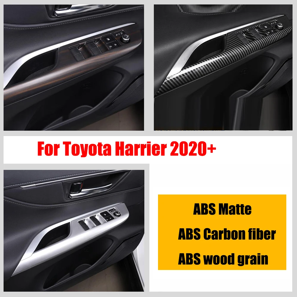 For Toyota Harrier 2020 2021 ABS Wood carbon Matte Car Door Window glass Lift Control Switch Panel Cover Trim Auto Accessories