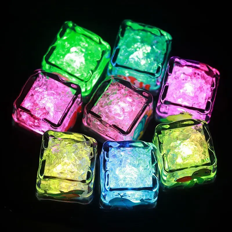 Cube de glace lumineux pour enfants, 6 pièces, jouet de bain, lumière LED, accessoires lumineux colorés pour Bar, Club, fête à boire