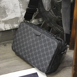 New Plaid Shoulder Bag Street Trend Small Body Bag South Korean Men's Small Square Crossbody Bag