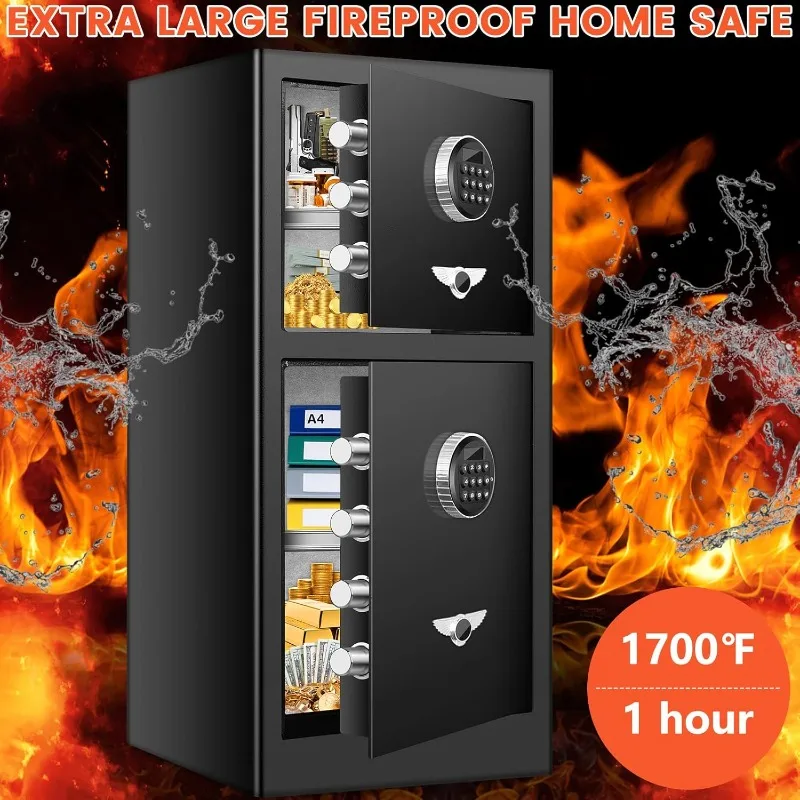 7.6 Cu Ft Extra Large Home Safe Fireproof Waterproof with [DOUBLE SAFES], Heavy Duty Digital Security Safe