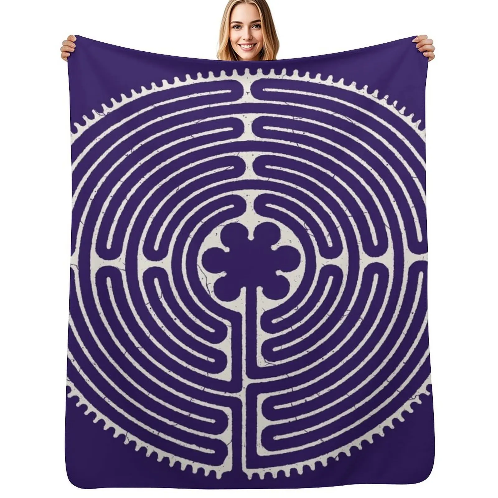 

Sacred Geometry Symbol - Chartres Labyrinth 4 Throw Blanket Plaid on the sofa funny gift Single Plush Blankets