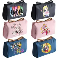 Sailor Moon Women Fashion Cosmetic Bag Portable Organizer Bags Cute Cartoon Anime Print Large Capacity Clutch Pouch Travel Gifts