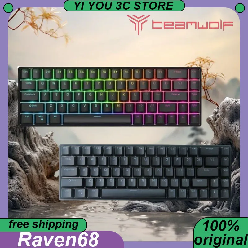 

Teamwolf Raven68 Wired Keyboard Magnetic Axis Esports Mechanical Keyboards Fast Trigger RGB Backlight 8K PC Gaming Laptop Gamer