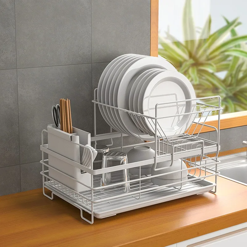 

Double-layer Household Storage Rack Single-layer Bowl Rack Storage Drain Rack Kitchen Drain Rack Bowl Tray Storage Rack Kitchen