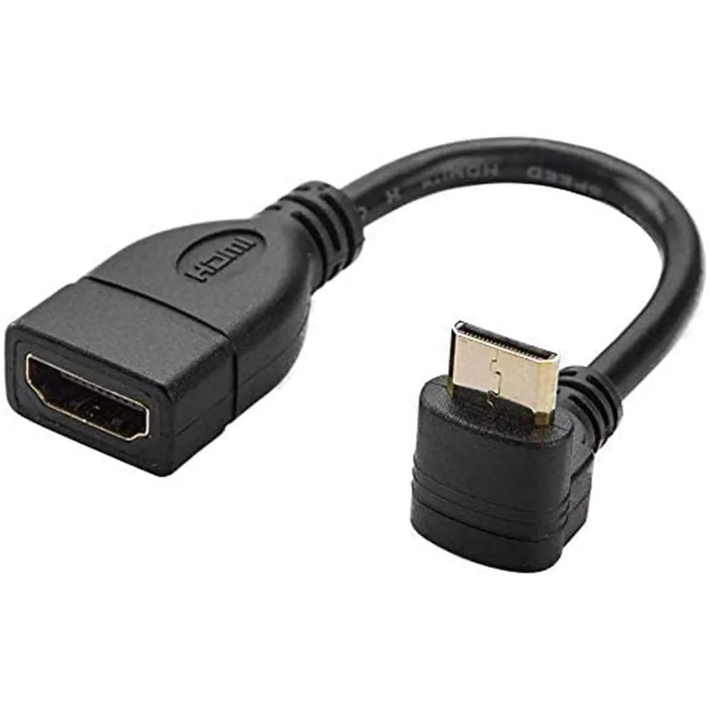 90 Degree Upward Angle Mini- HDMI Male to HDMI-compatible Female Adapter, Support 1080P Full HD, 3D,for Camera, Camcorder