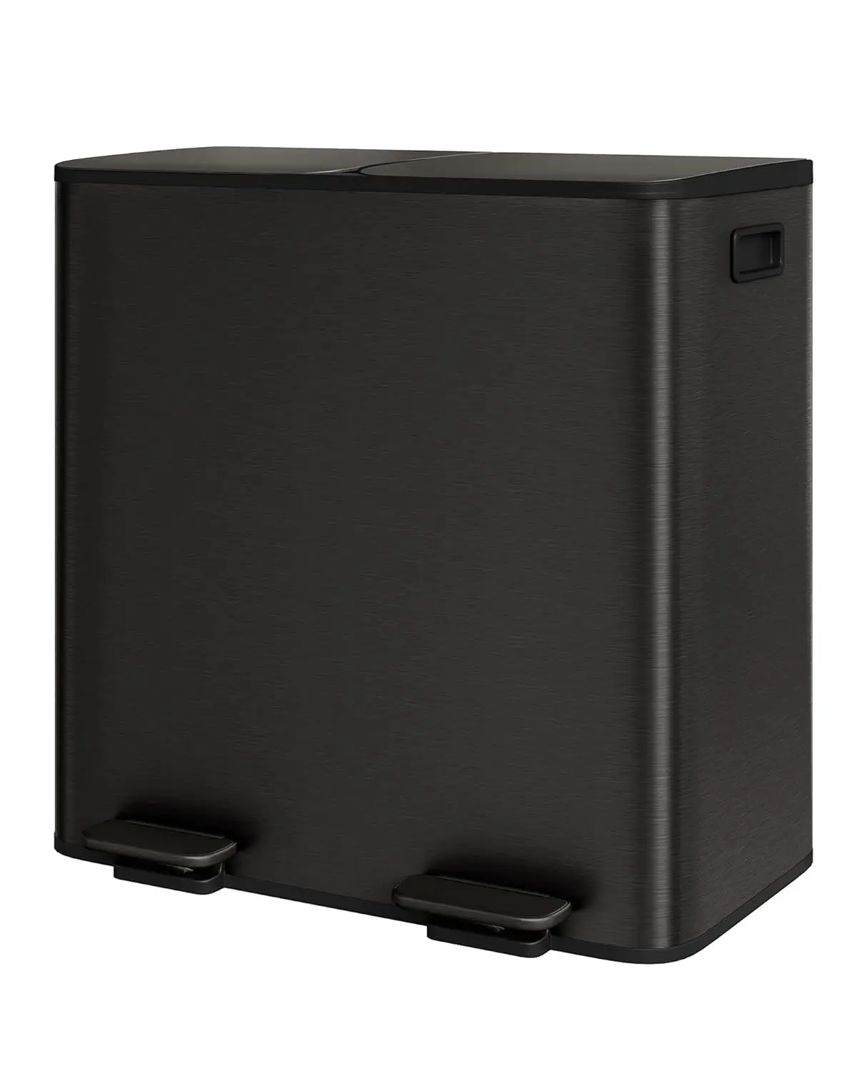 

Dual Compartment Kitchen Step Trash Bin, 2 x 40L Stainless Steel Recycling Can with Soft-Close Lid, Black