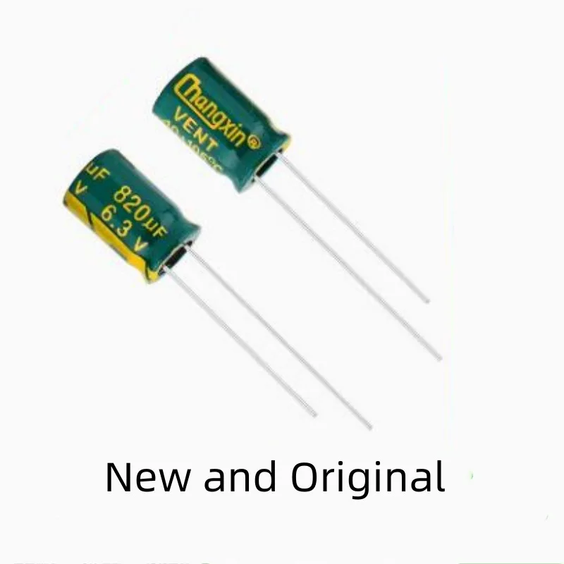 

High frequency low resistance long life plug-in electrolytic capacitor 820UF 6.3V specification 8X12mm