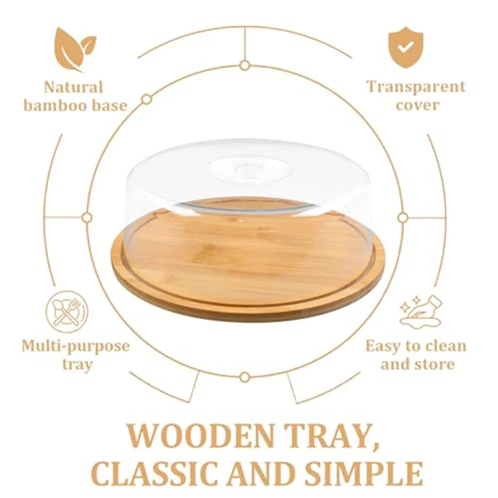 10 Inch Wooden Cake Stand with Dome Lid for Displaying Layer Cakes Sheet Cakes and Assorted Desserts at Events - view 5