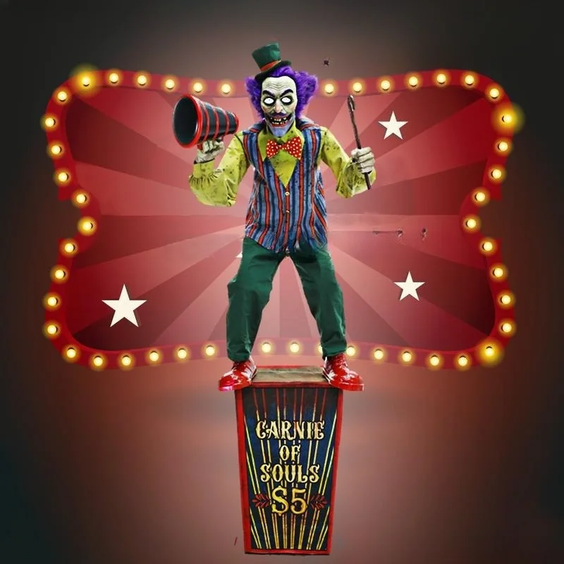 Halloween Large Clown Electric Induction Sound Luminous Paradise Carnival Haunted House Prop Decoration